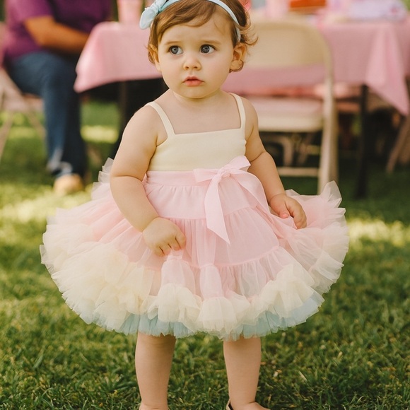 Oopsy Daisy Baby CanCan Petticoat Pettiskirt Tutu Skirt 6-12 Mos Pastel Rainbow - Picture 1 of 4